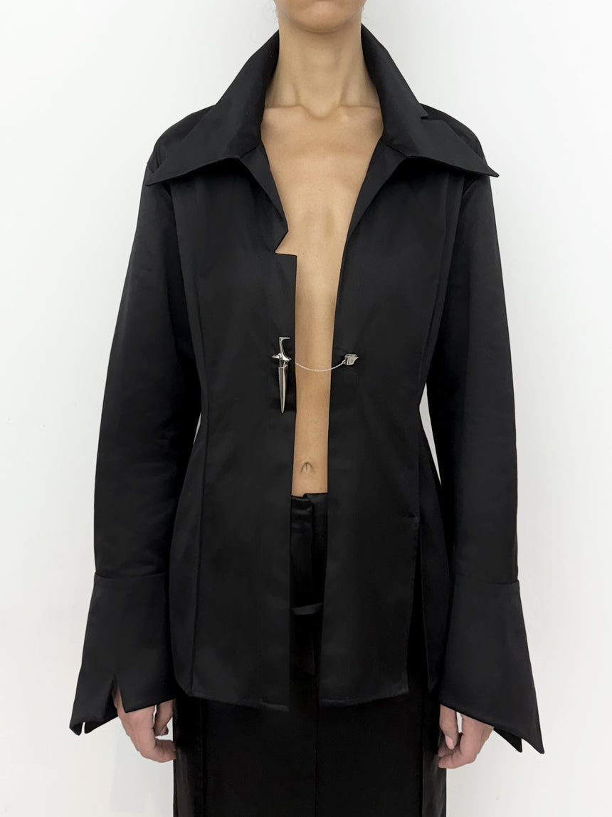 (SS26 PRE-ORDER) KNIFE SHEATH TAILORED SHIRT- BLACK