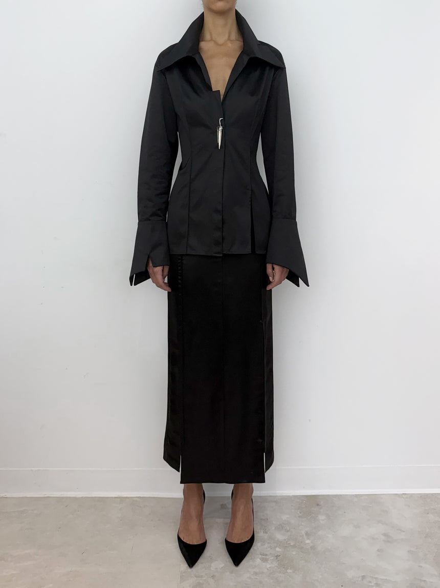 (SS26 PRE-ORDER) KNIFE SHEATH TAILORED SHIRT- BLACK