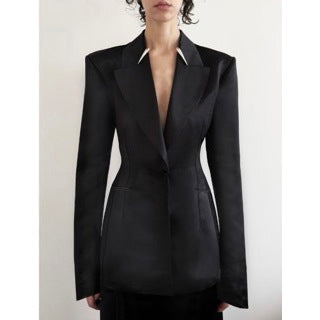 FANGS BLAZER (LIQUID SATIN) - BLACK