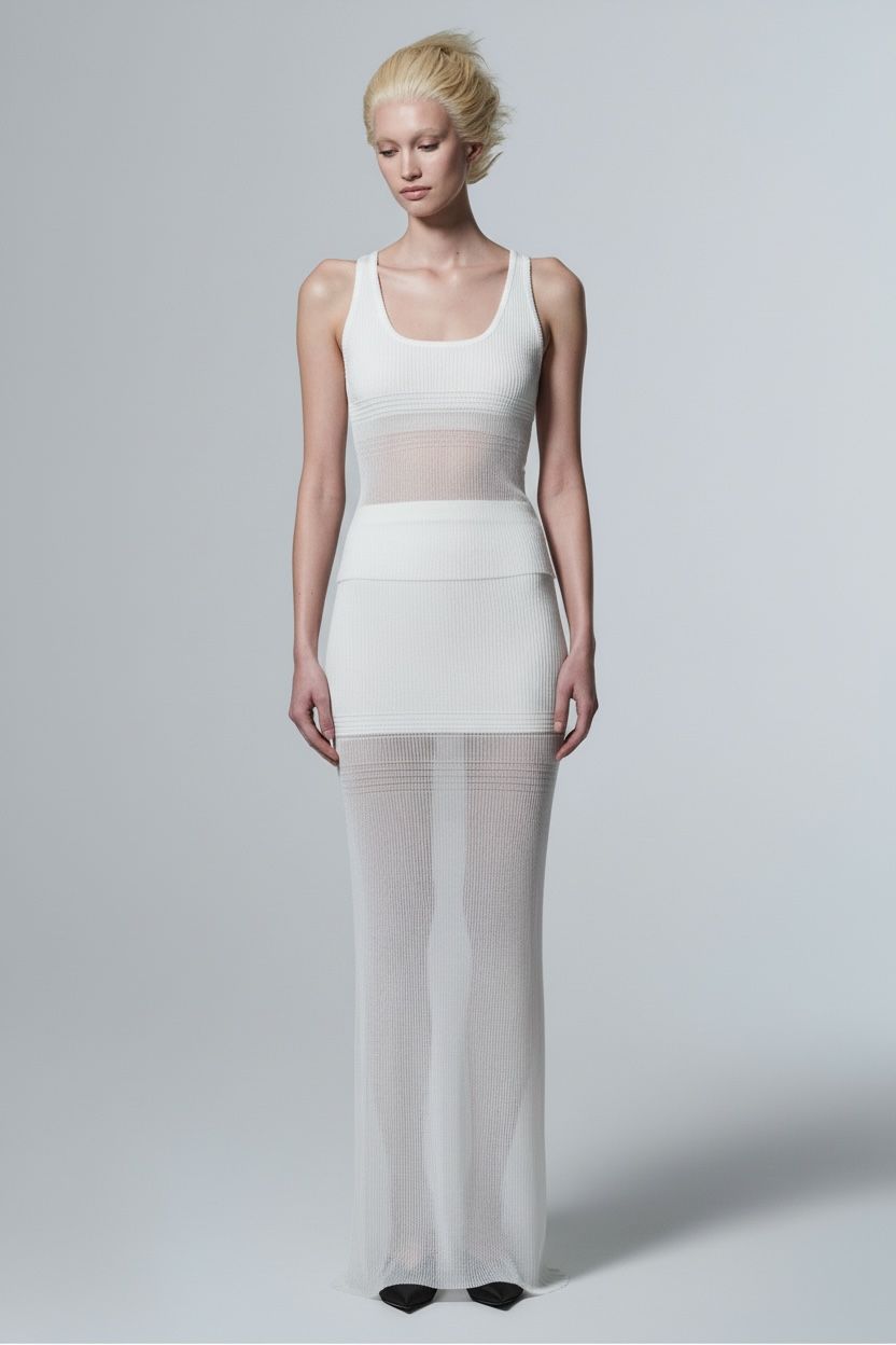 EVANESCENT MINI-MAXI ILLUSION SKIRT - SNOW