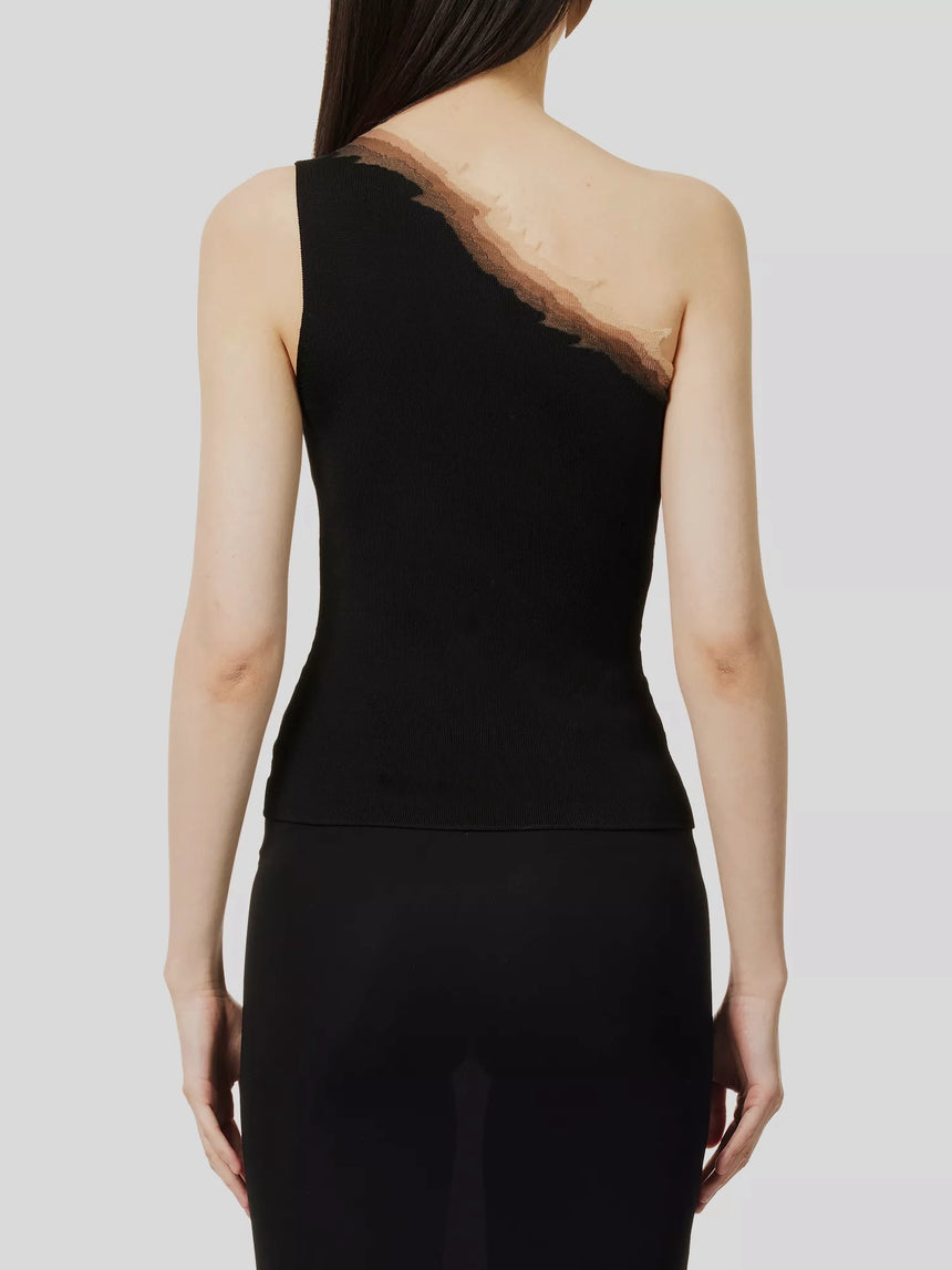 FLAME ONE SHOULDER TOP - BLACK FLAME