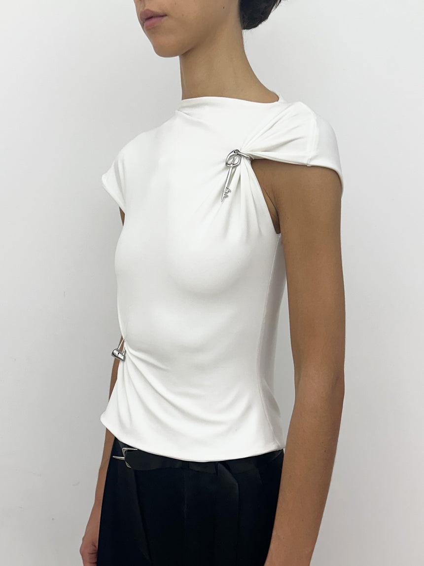 (SS26 PRE-ORDER) RELIC CHARMS MOCK NECK TOP - WHITE