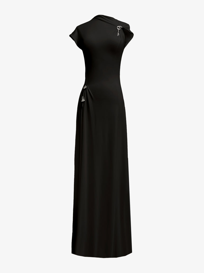 (SS26 PRE-ORDER) RELIC CHARMS MAXI SLIT DRESS - BLACK