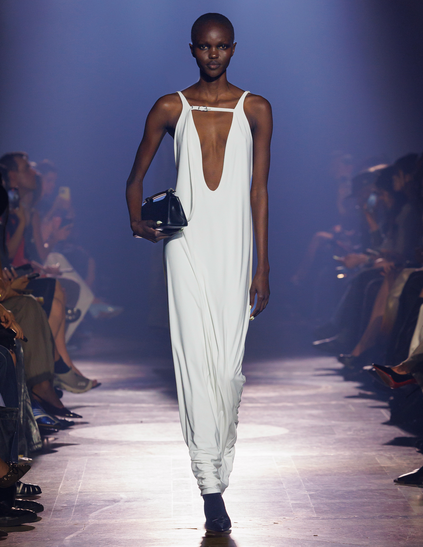(SS26 PRE-ORDER) BELTED MAXI PILLAR DRESS - WHITE