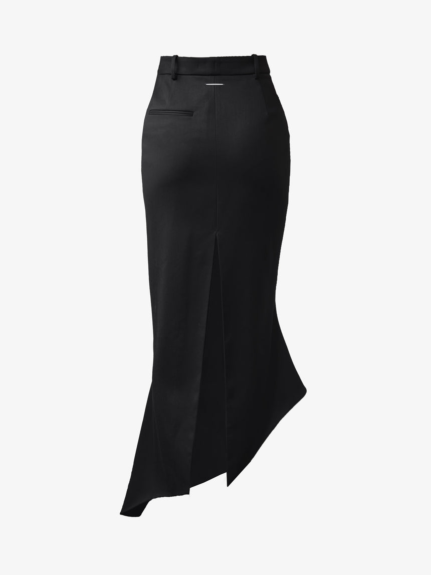 (SS26 PRE-ORDER) TAILORED ANGULAR MIDI SKIRT - BLACK