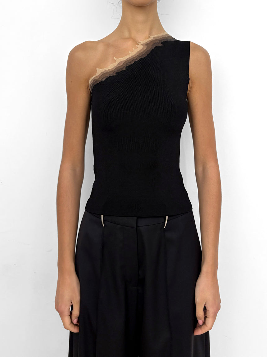 FLAME ONE SHOULDER TOP - BLACK FLAME
