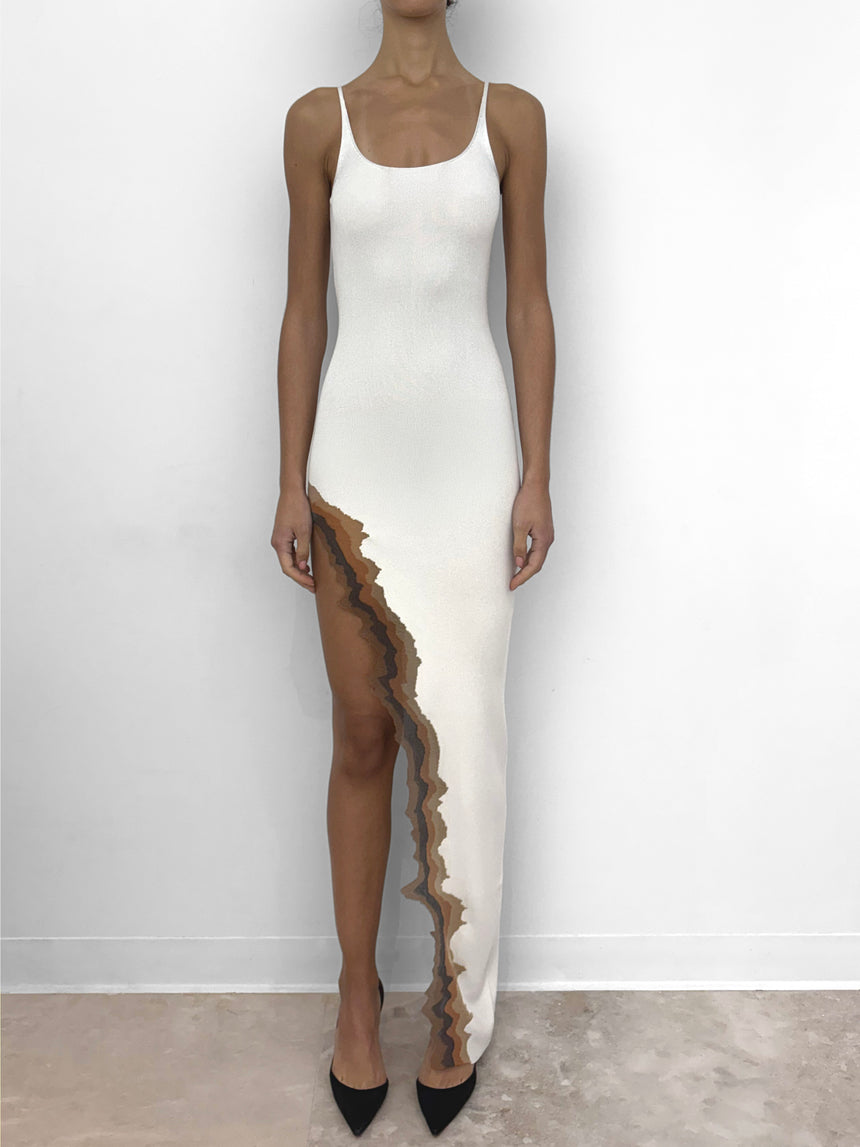FLAME SLIT MAXI DRESS - IVORY GRACE LING FLAME SLIT MAXI DRESS - IVORY GRACE LING