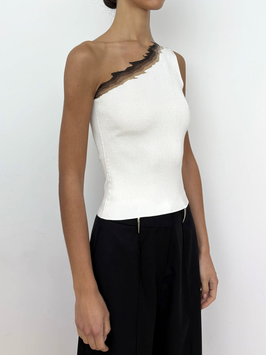 FLAME ONE SHOULDER TOP - IVORY
