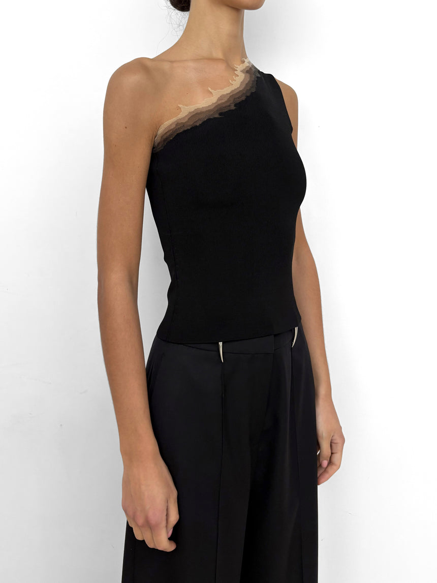 FLAME ONE SHOULDER TOP - BLACK FLAME