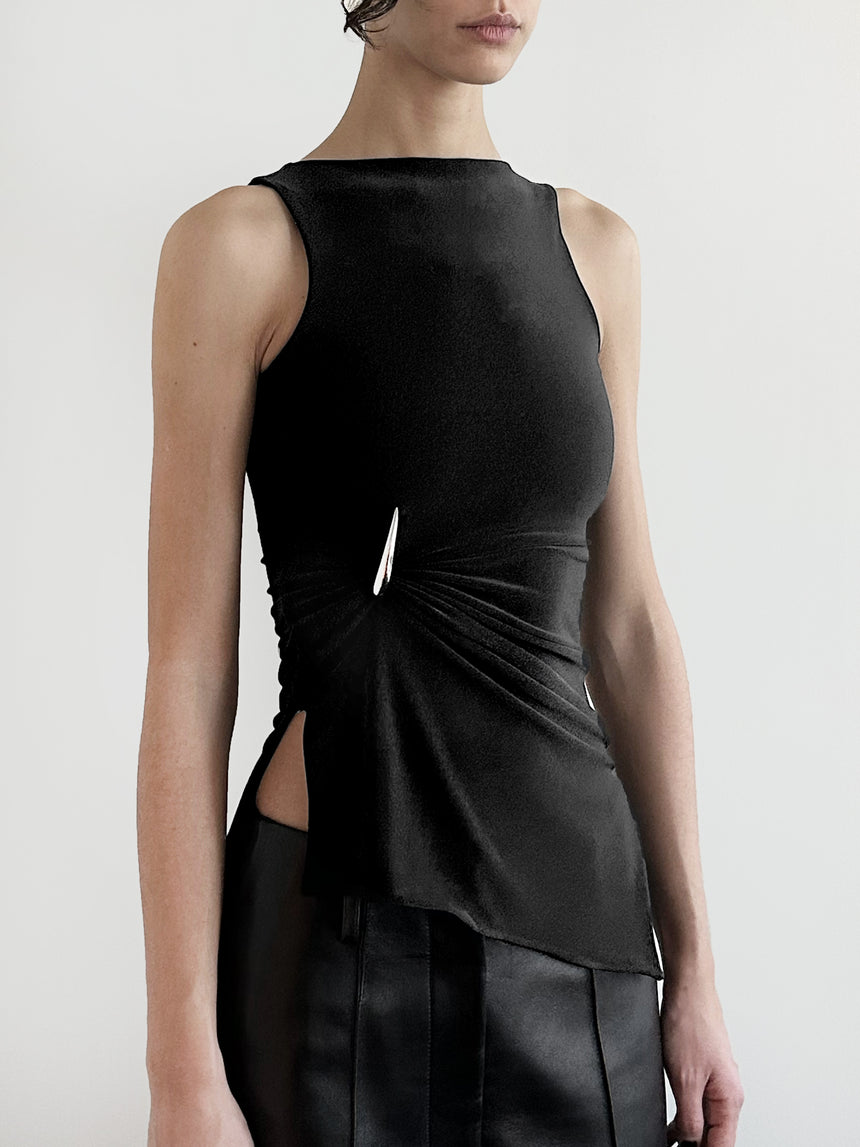 (FW25 Pre-order) CLAW DRAPED TANK - BLACK