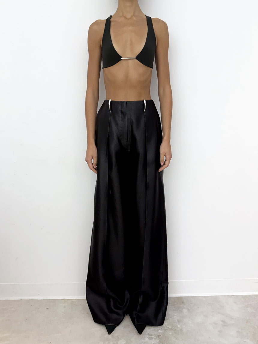 (SS26 PRE-ORDER) CLAW BELT LOOP TAILORED TROUSERS - (LUX SHINE VISCOSE) BLACK