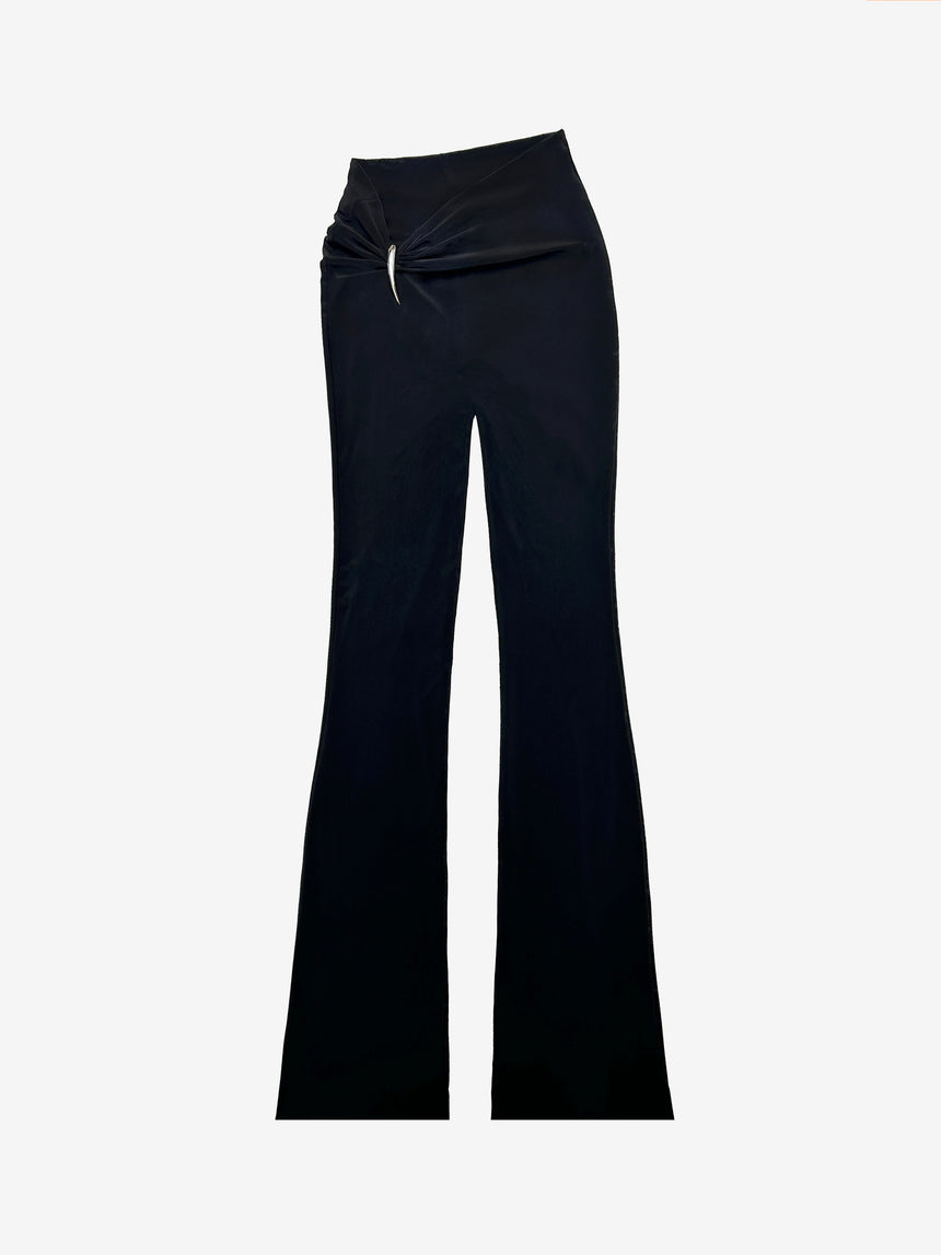 CLAW SUBTLE FLARE JERSEY TROUSERS - BLACK