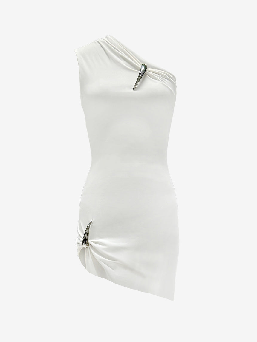 (FW25 Pre-order) CLAW ONE SHOULDER MINI DRESS - WHITE