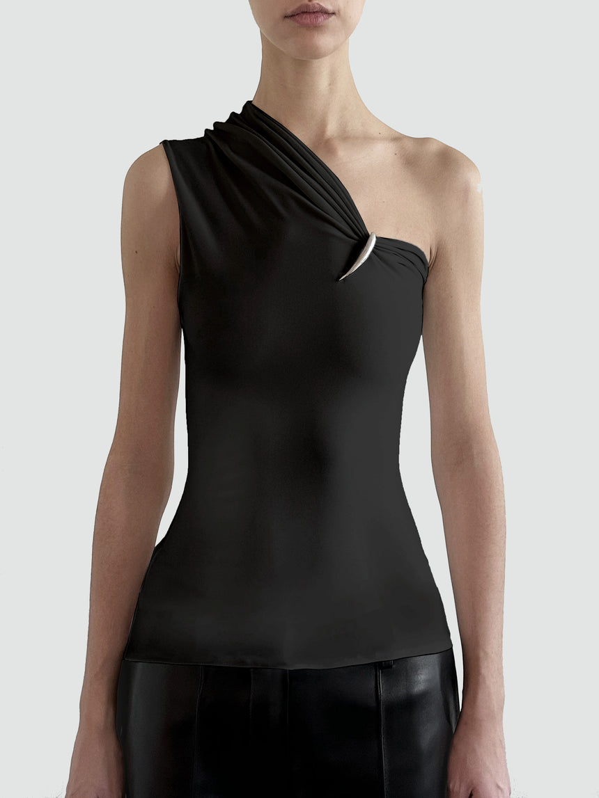 (FW25 Pre-order) CLAW ONE SHOULDER TOP - BLACK