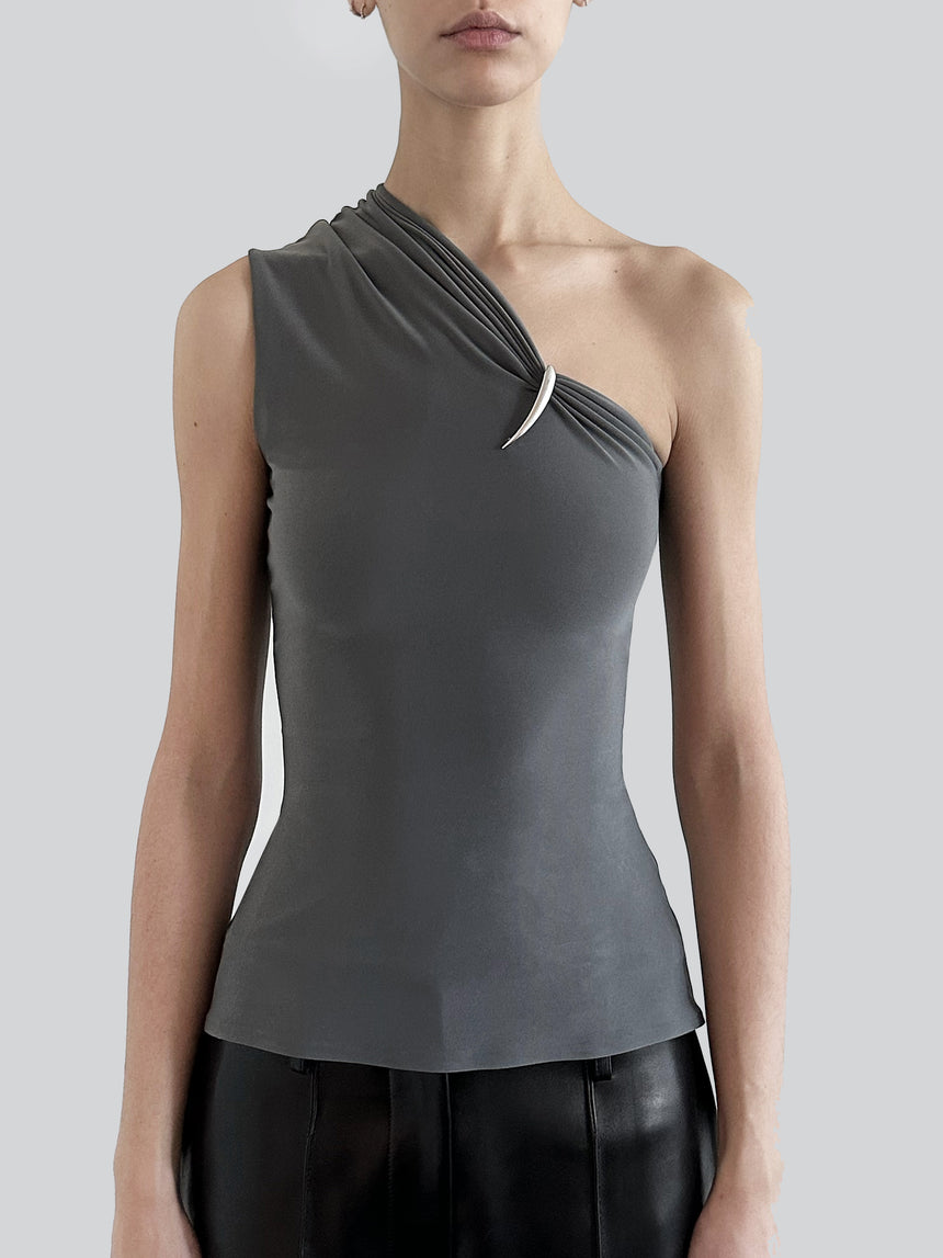 (FW25 Pre-order) CLAW ONE SHOULDER TOP - GREY
