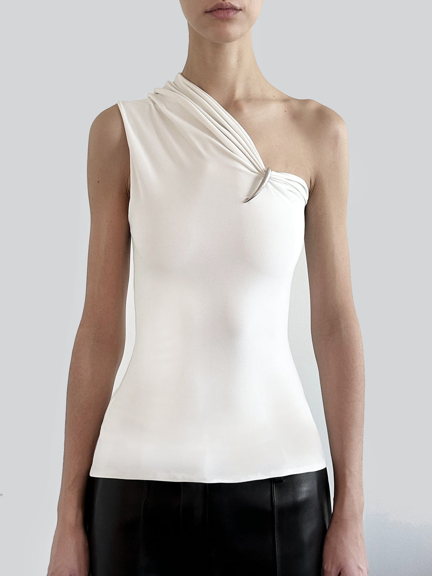 (FW25 Pre-order) CLAW ONE SHOULDER TOP - WHITE