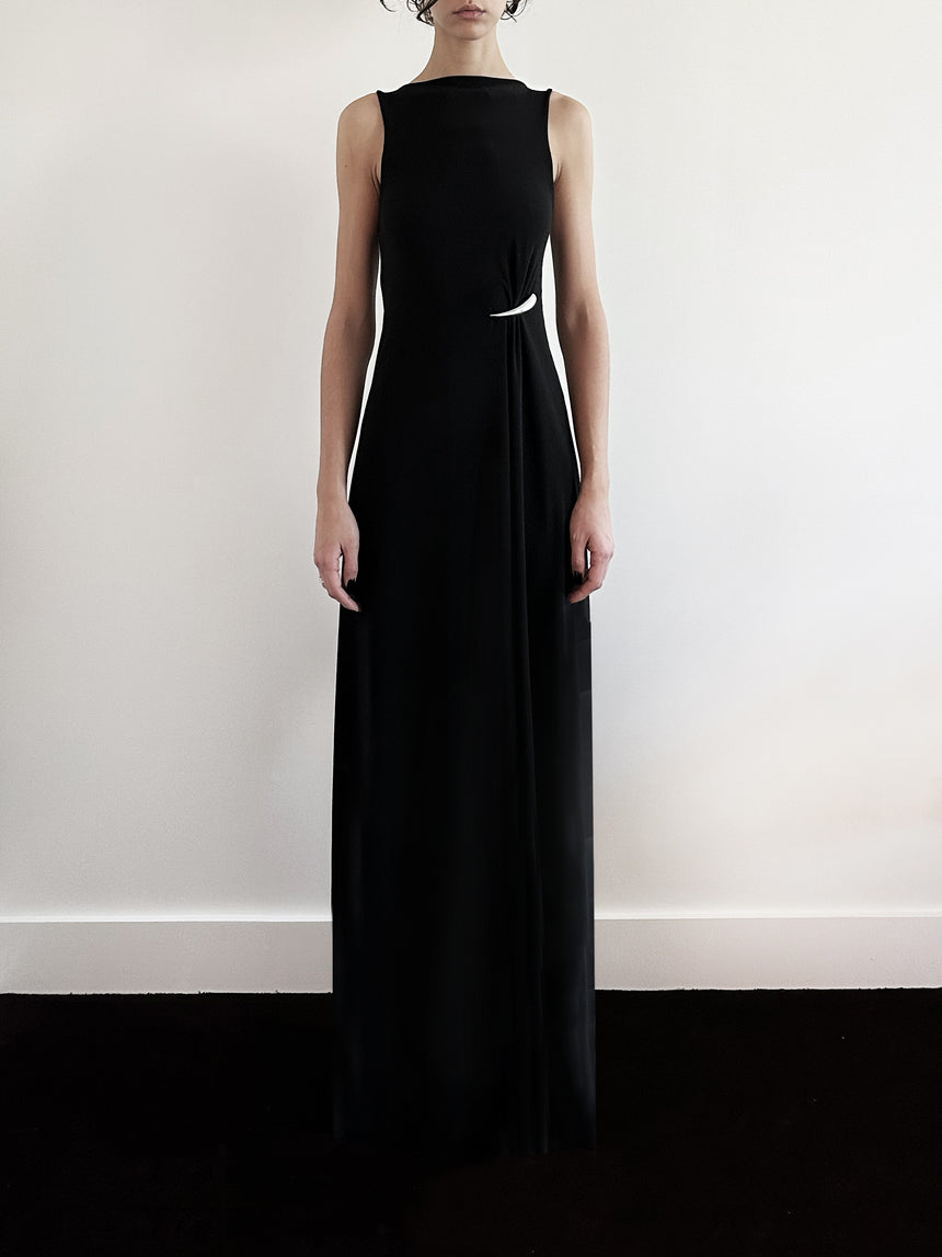 CLAW PILLAR MAXI DRESS - BLACK
