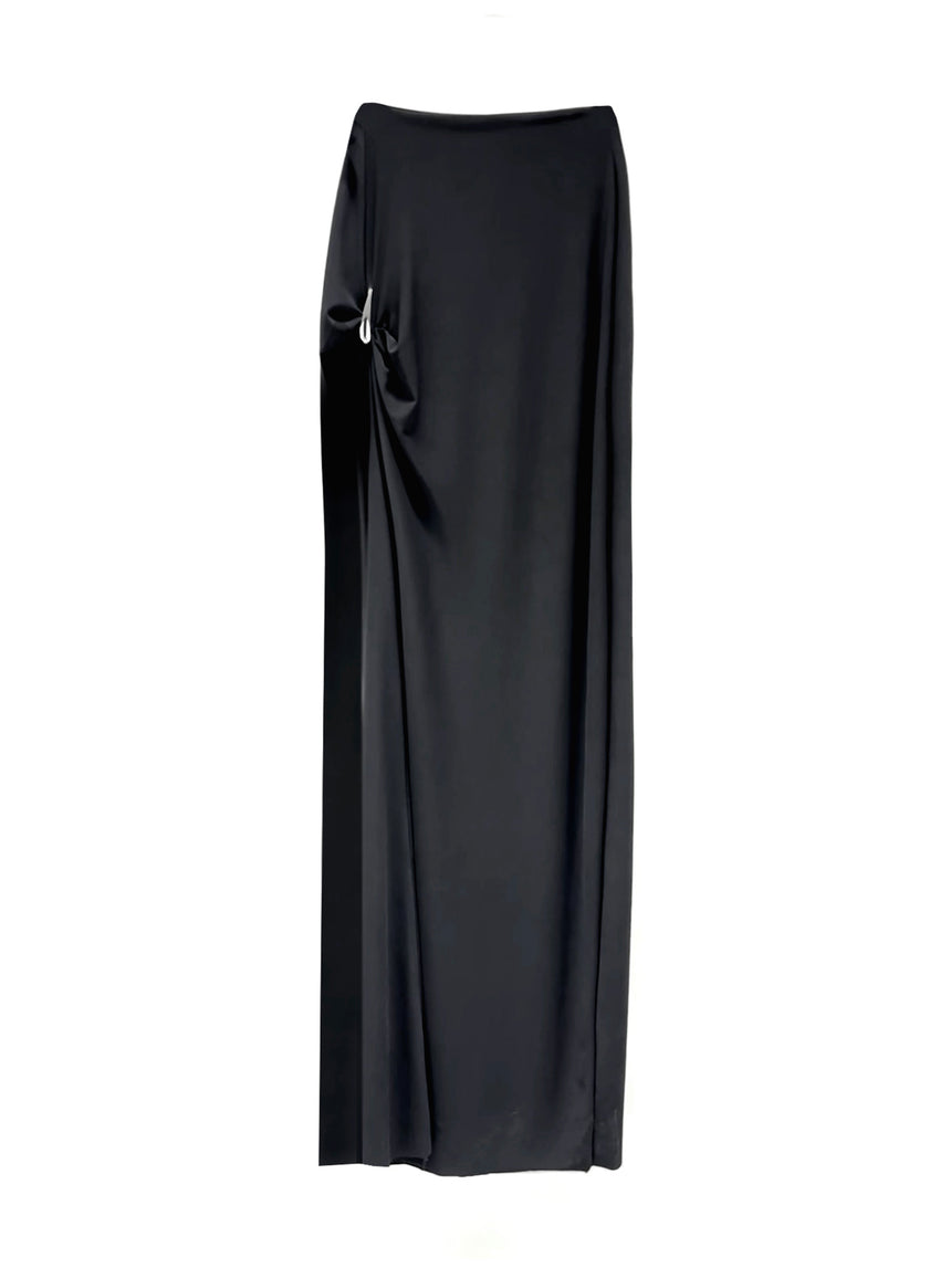 CLAW MINI-MAXI DRAPED SKIRT - BLACK (Pre-Order)