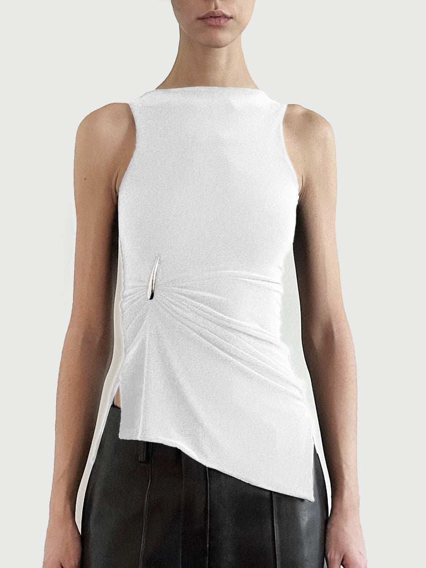 (FW25 Pre-order) CLAW DRAPED TANK - WHITE