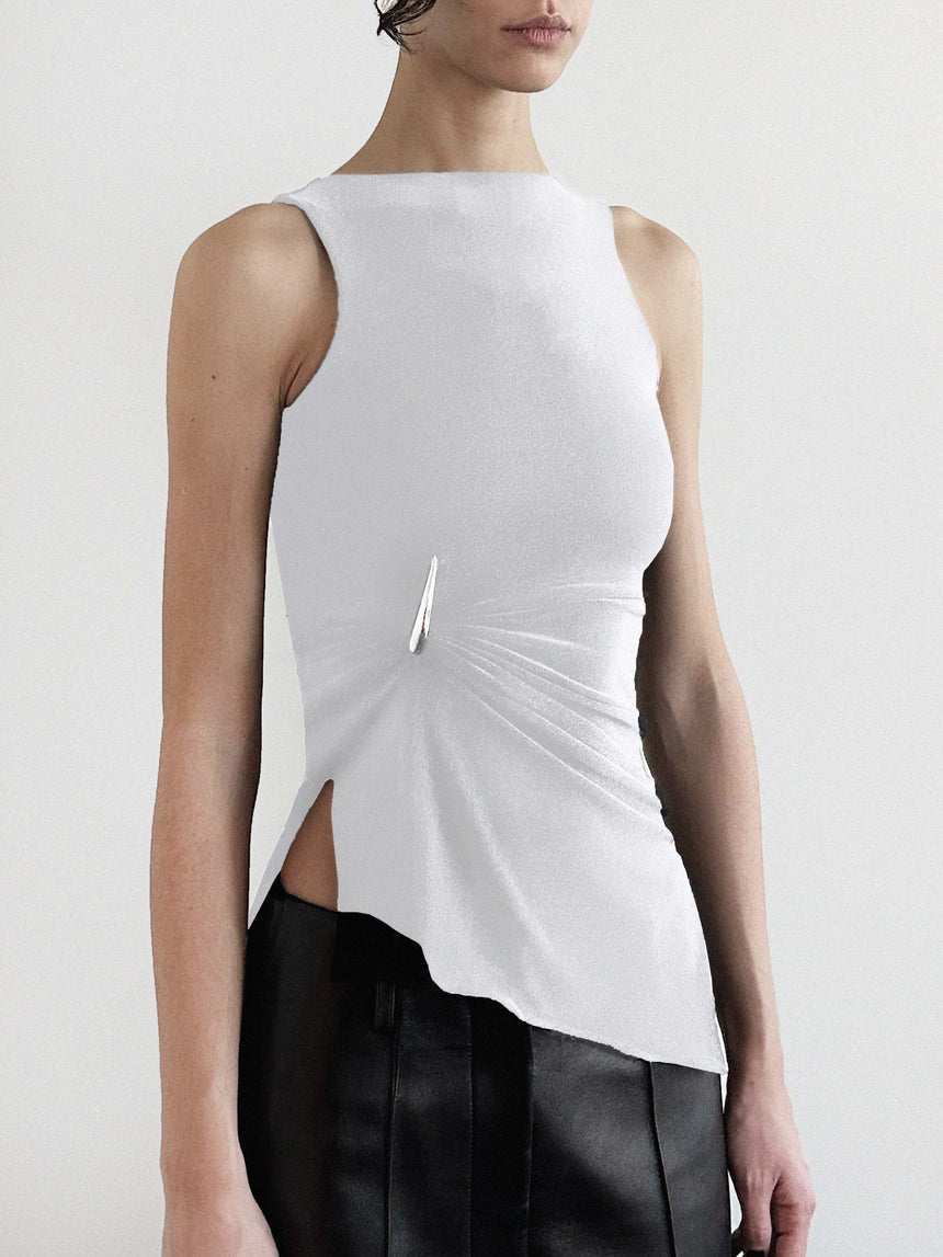 (FW25 Pre-order) CLAW DRAPED TANK - WHITE