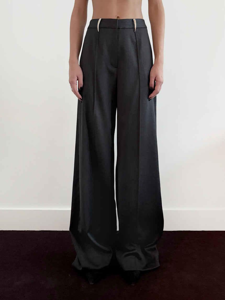 (FW25 Pre-order) CLAW BELT LOOP TAILORED TROUSERS - DARK GREY WOOL