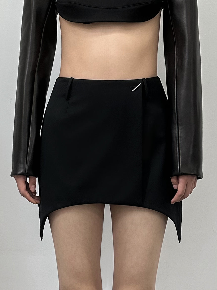CRESCENT WRAP MINI SKORT - BLACK