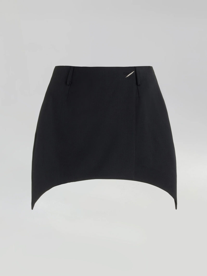 CRESCENT WRAP MINI SKORT - BLACK