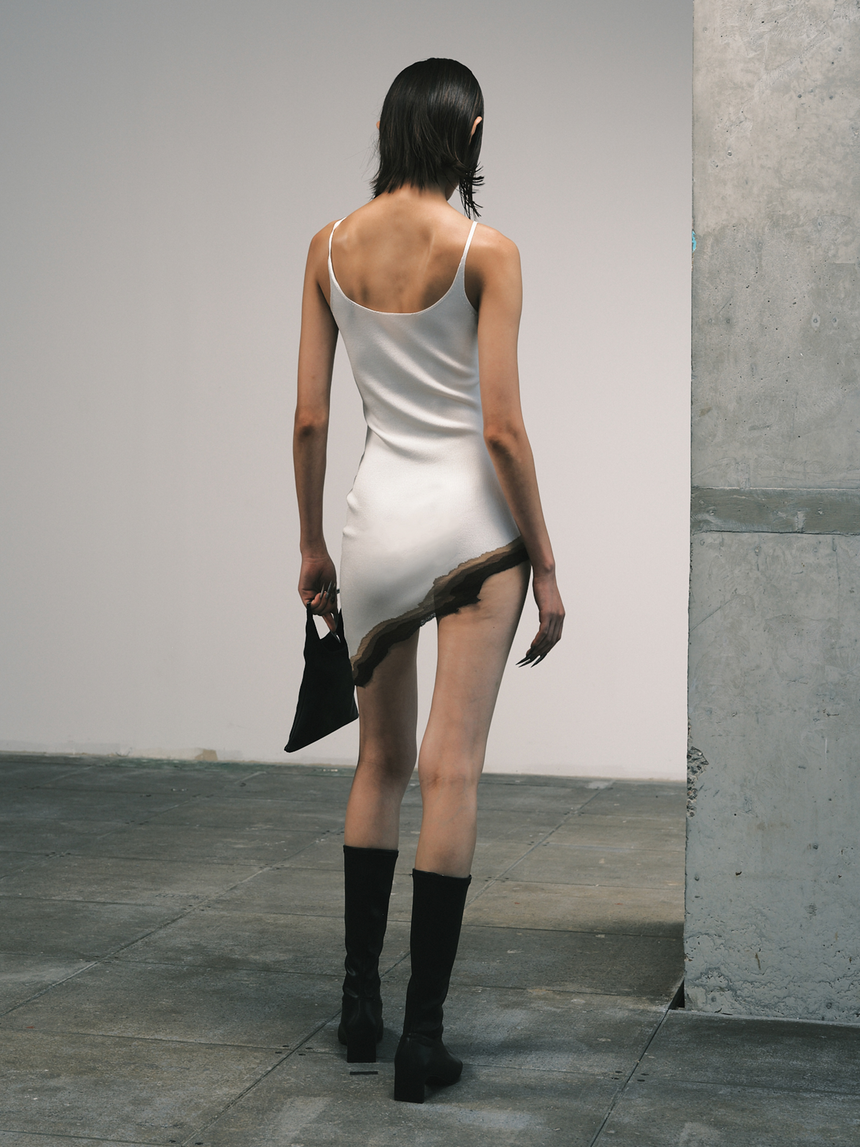 FLAME SLIT MINI DRESS - IVORY M FLAME SLIT MINI DRESS - IVORY M