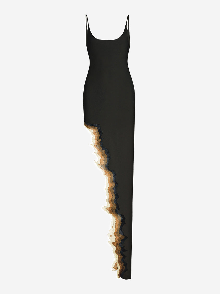 FLAME SLIT MAXI DRESS - BLACK