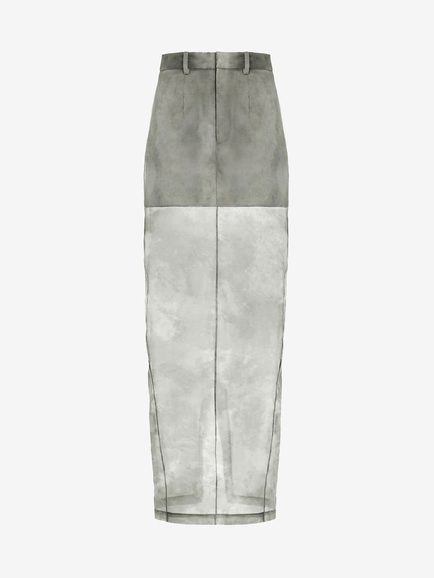 TAILORED SILK MIDI SKIRT - FOG GREY (Pre-Order)