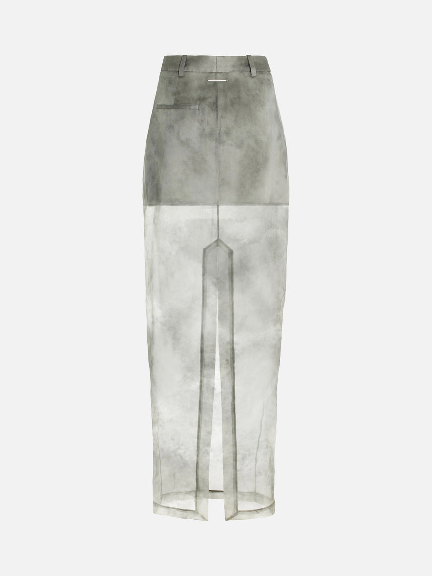 TAILORED SILK MIDI SKIRT - FOG GREY (Pre-Order)