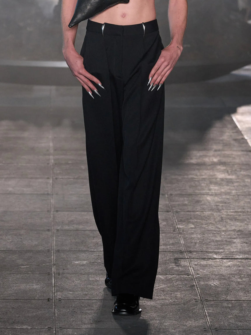 CLAW BELT LOOP TAILORED TROUSERS - BLACK (Pre-Order)