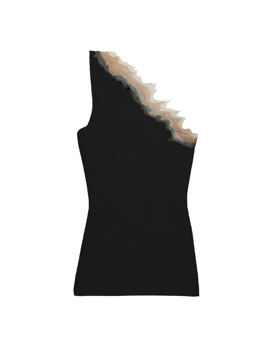 FLAME ONE SHOULDER TOP - BLACK FLAME (Pre-Order)