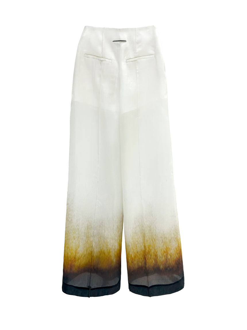 RUST EDGE SILK ORGANZA TAILORED TROUSERS - IVORY RUST (Pre-Order)