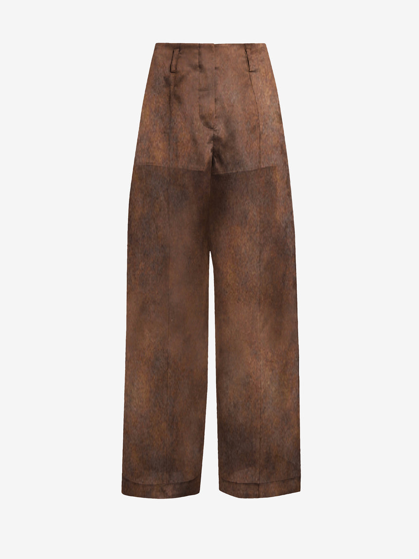 TAILORED SILK TROUSERS - RUST BROWN (Pre-Order)