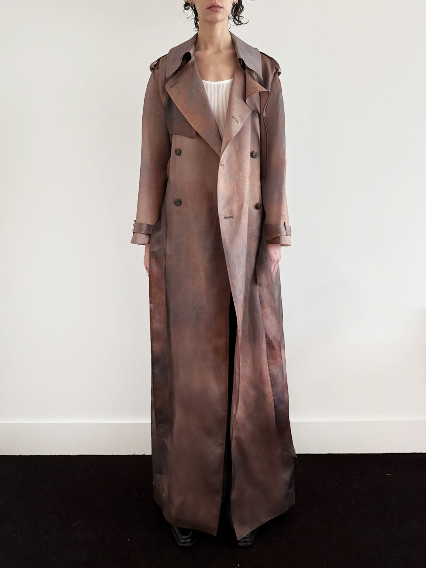 SILK ORGANZA RUST TRENCH - RUST BROWN