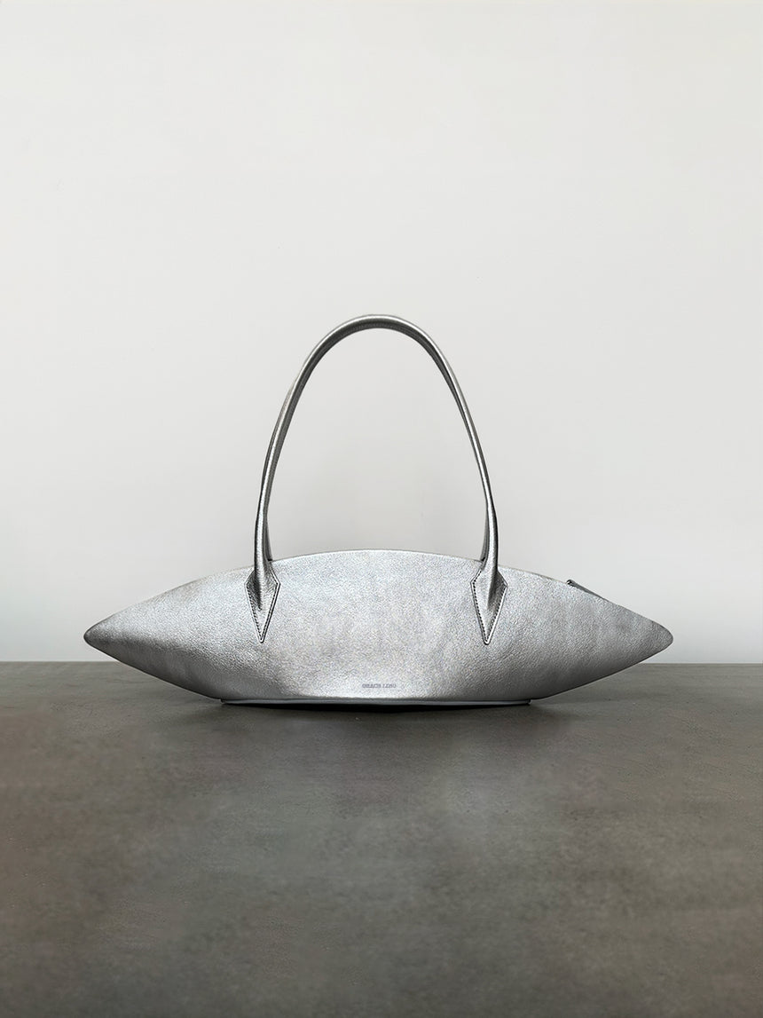 SPACESHIP LEATHER BAG - SILVER