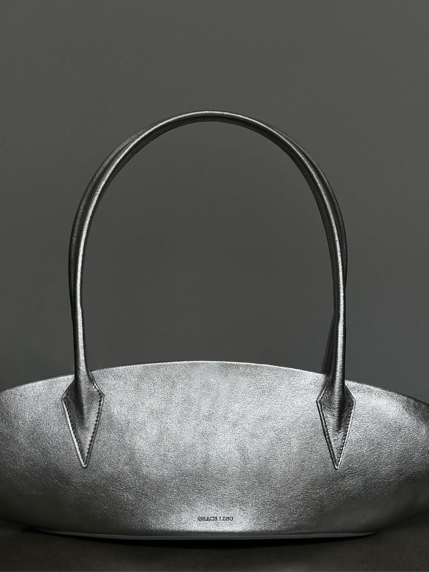 SPACESHIP LEATHER BAG - SILVER