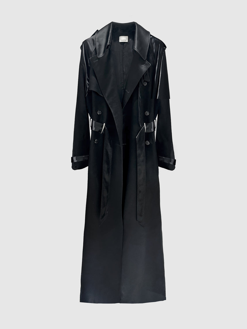 (FW25 Pre-order) CLAW LIQUID TAILORED TRENCH - BLACK LIQUID