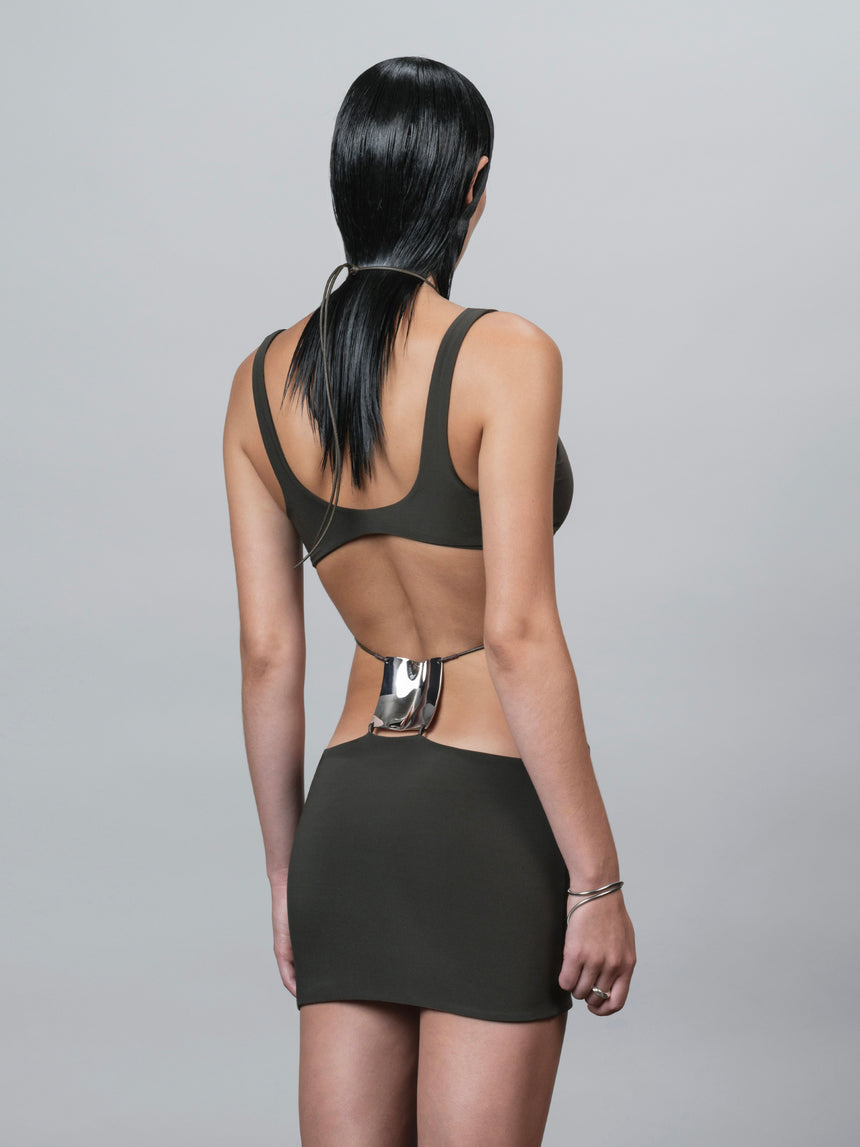 SQUARE LOWER BACK PLATE (MINI SKIRT) - MUTED OLIVE